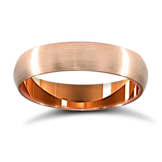 WDS18R4-01(F-Q) | 18ct Rose Gold Standard Weight D-Shape Profile Satin Wedding Ring