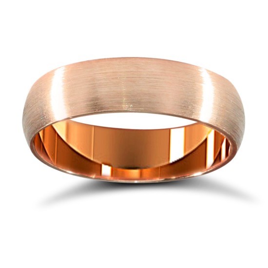 WDS18R5-01(F-Q) | 18ct Rose Gold Standard Weight D-Shape Profile Satin Wedding Ring