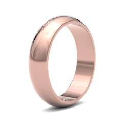 WDS18R5-F | 18ct Rose Gold Standard Weight D-Shape Profile Mirror Finish Wedding Ring
