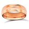 WDS18R6-05(F-Q) | 18ct Rose Gold Standard Weight D-Shape Profile Centre Groove Wedding Ring
