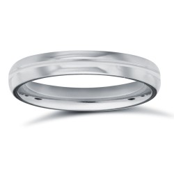 WDS18W3-05(F-Q) | 18ct White Gold Standard Weight D-Shape Profile Centre Groove Wedding Ring