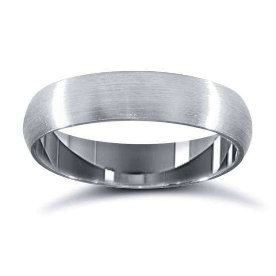 WDS18W4-01(F-Q) | 18ct White Gold Standard Weight D-Shape Profile Satin Wedding Ring