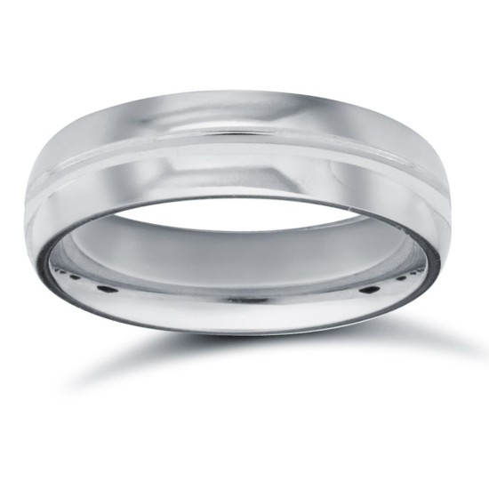 WDS18W5-05(F-Q) | 18ct White Gold Standard Weight D-Shape Profile Centre Groove Wedding Ring