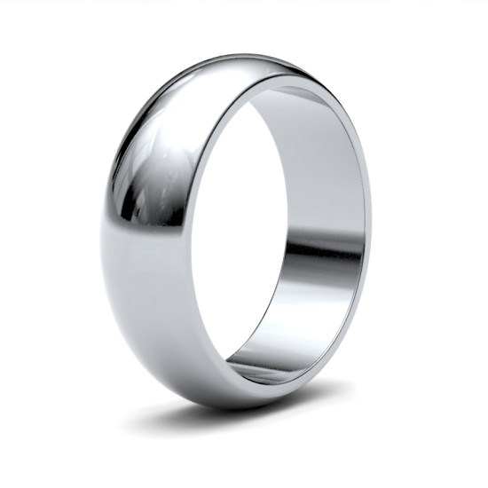 WDS18W6(F-Q) | 18ct White Gold Standard Weight D-Shape Profile Mirror Finish Wedding Ring