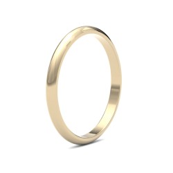 WDS18Y2-F | 18ct Yellow Gold Standard Weight D-Shape Profile Mirror Finish Wedding Ring