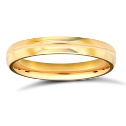 WDS18Y3-05(F-Q) | 18ct Yellow Gold Standard Weight D-Shape Profile Centre Groove Wedding Ring