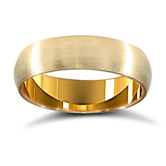 WDS18Y5-01(R+) | 18ct Yellow Gold Standard Weight D-Shape Profile Satin Wedding Ring