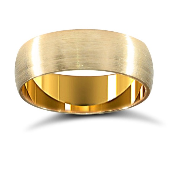 WPDS18Y6-01(F-Q) | 18ct Yellow Gold Premium Weight D-Shape Profile Satin Wedding Ring