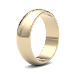 WDS18Y6-F | 18ct Yellow Gold Standard Weight D-Shape Profile Mirror Finish Wedding Ring