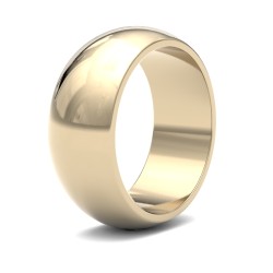 WDS18Y8-F | 18ct Yellow Gold Standard Weight D-Shape Profile Mirror Finish Wedding Ring