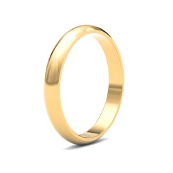 WDS22Y3-F | 22ct Yellow Gold Standard Weight D-Shape Profile Mirror Finish Wedding Ring