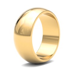 WDS22Y8 | 22ct Yellow Gold Standard Weight 8mm D Shaped Profile Mirror Finish Wedding Ring