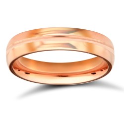 WPDS9R4-05(F-Q) | 9ct Rose Gold Premium Weight D-Shape Profile Centre Groove Wedding Ring