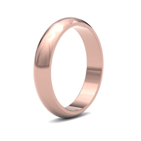 WDS9R4(R+) | 9ct Rose Gold Standard Weight D-Shape Profile Mirror Finish Wedding Ring