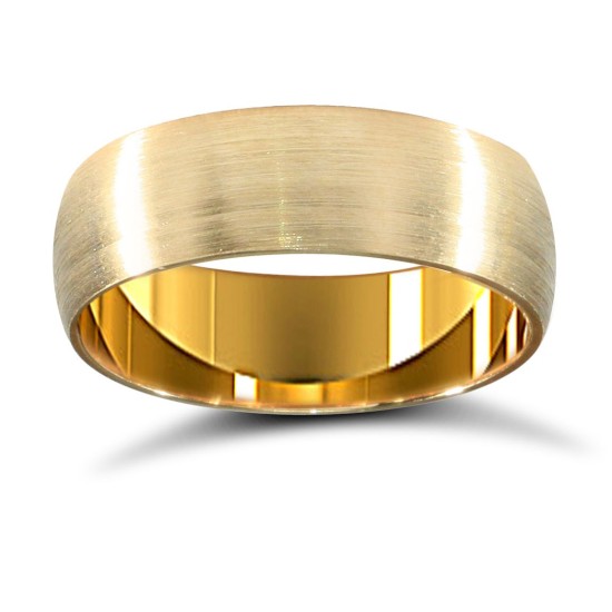 WDS9Y6-01(F-Q) | 9ct Yellow Gold Standard Weight D-Shape Profile Satin Wedding Ring