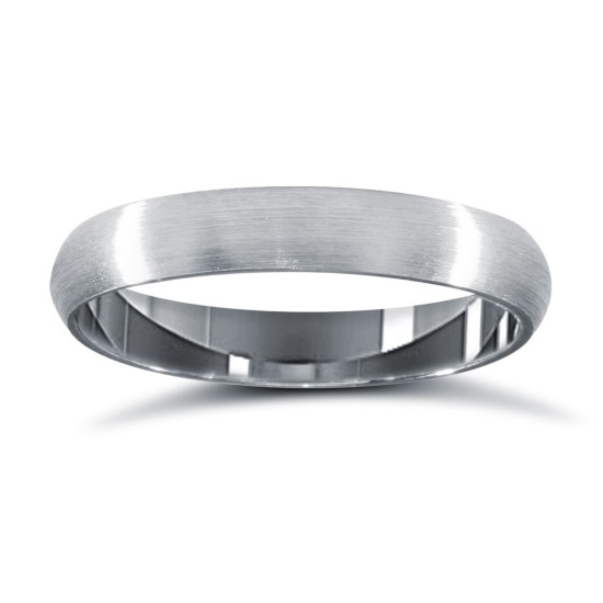 WDSPD3-01(F-Q) | Palladium Standard Weight D-Shape Profile Satin Wedding Ring