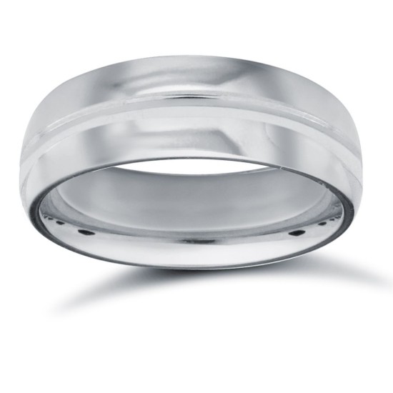 WDSPD6-05(F-Q) | Palladium Standard Weight D-Shape Profile Centre Groove Wedding Ring