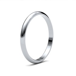 WDSPL2 | Platinum Standard Weight D-Shape Profile Mirror Finish Wedding Ring