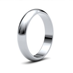 WDSPL4(F-Q) | Platinum Standard Weight D-Shape Profile Mirror Finish Wedding Ring