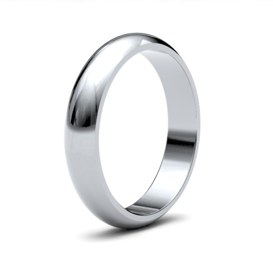 WDSPL4(R+) | Platinum Standard Weight D-Shape Profile Mirror Finish Wedding Ring