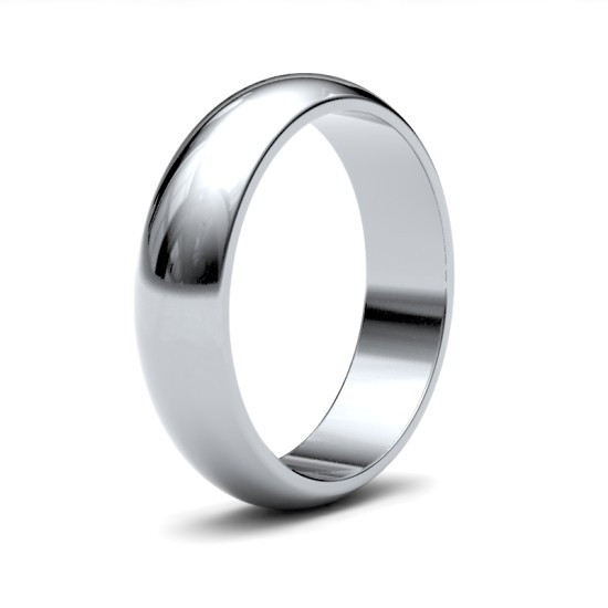 WDSPL5(R+) | Platinum Standard Weight D-Shape Profile Mirror Finish Wedding Ring