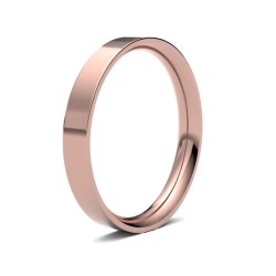 WFC18R3-F | 18ct Rose Gold Standard Weight Flat Court Profile Mirror Finish Wedding Ring