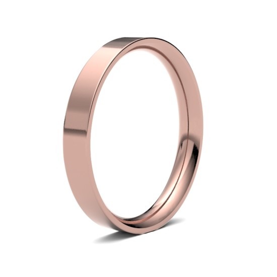 WFC18R3(F-Q) | 18ct Rose Gold Standard Weight Flat Court Profile Mirror Finish Wedding Ring