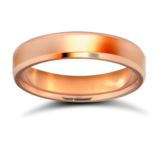 WFC18R4-03(F-Q) | 18ct Rose Gold Standard Weight Flat Court Profile Bevelled Edge Wedding Ring