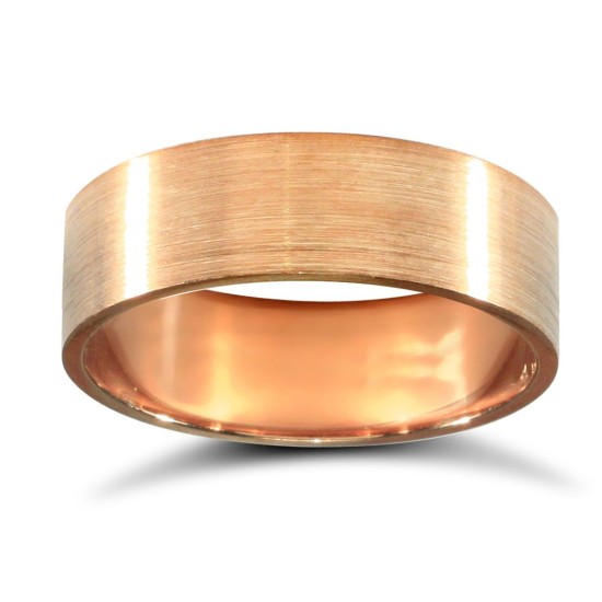 WPFC18R6-01(F-Q) | 18ct Rose Gold Premium Weight Flat Court Profile Satin Wedding Ring