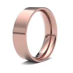 WFC18R6-F | 18ct Rose Gold Standard Weight Flat Court Profile Mirror Finish Wedding Ring