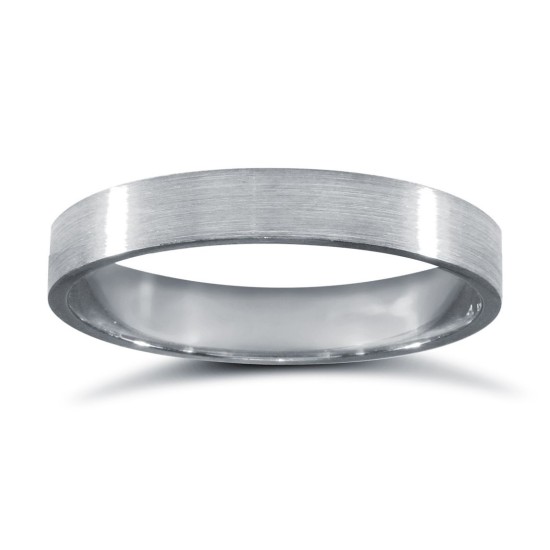 WFC18W3-01(R+) | 18ct White Gold Standard Weight Flat Court Profile Satin Wedding Ring