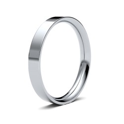 WFC18W3-F | 18ct White Gold Standard Weight Flat Court Profile Mirror Finish Wedding Ring