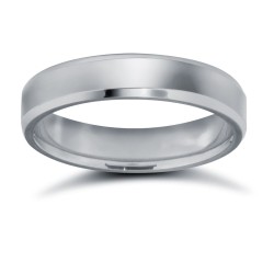 WPFC18W4-03(F-Q) | 18ct White Gold Premium Weight Flat Court Profile Bevelled Edge Wedding Ring