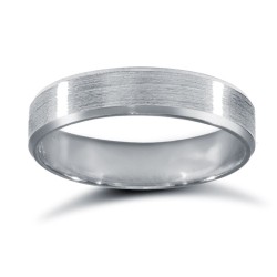 WPFC18W4-04(F-Q) | 18ct White Gold Premium Weight Flat Court Profile Satin and Bevelled Edge Wedding Ring