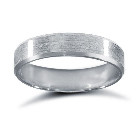 WFC18W4-04(F-Q) | 18ct White Gold Standard Weight Flat Court Profile Satin and Bevelled Edge Wedding Ring