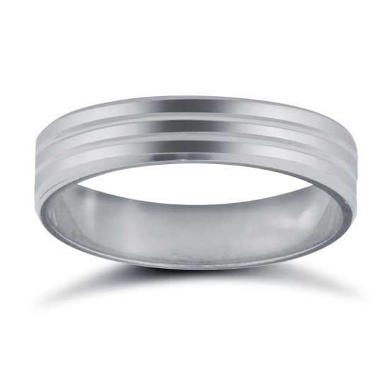WFC18W4-06(F-Q) | 18ct White Gold Standard Weight Flat Court Profile Double Groove Wedding Ring
