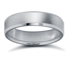 WPFC18W5-03(F-Q) | 18ct White Gold Premium Weight Flat Court Profile Bevelled Edge Wedding Ring