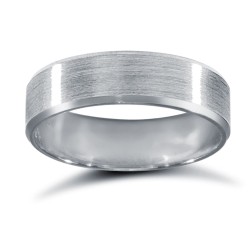 WPFC18W5-04(F-Q) | 18ct White Gold Premium Weight Flat Court Profile Satin and Bevelled Edge Wedding Ring