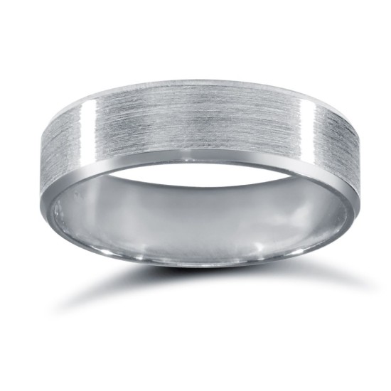 WFC18W5-04(F-Q) | 18ct White Gold Standard Weight Flat Court Profile Satin and Bevelled Edge Wedding Ring