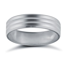 WPFC18W5-06(F-Q) | 18ct White Gold Premium Weight Flat Court Profile Double Groove Wedding Ring