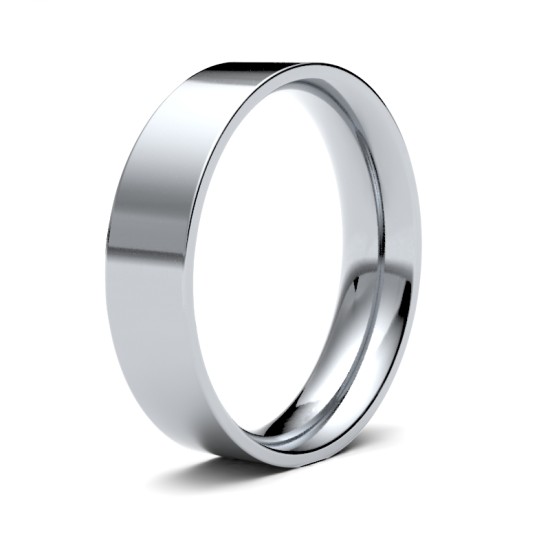 WFC18W5(R+) | 18ct White Gold Standard Weight Flat Court Profile Mirror Finish Wedding Ring