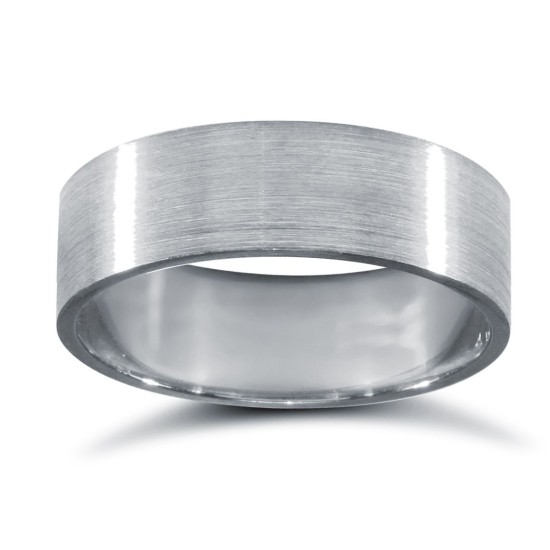 WFC18W6-01(F-Q) | 18ct White Gold Standard Weight Flat Court Profile Satin Wedding Ring