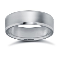 WPFC18W6-03(F-Q) | 18ct White Gold Premium Weight Flat Court Profile Bevelled Edge Wedding Ring