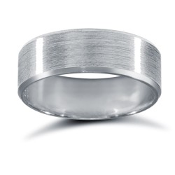 WPFC18W6-04(F-Q) | 18ct White Gold Premium Weight Flat Court Profile Satin and Bevelled Edge Wedding Ring