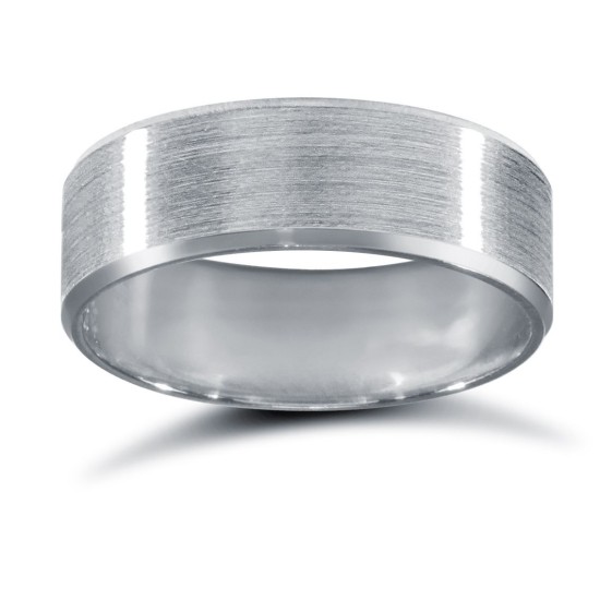 WFC18W6-04(F-Q) | 18ct White Gold Standard Weight Flat Court Profile Satin and Bevelled Edge Wedding Ring