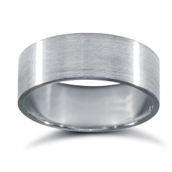 WFC18W7-01-F | 18ct White Gold Standard Weight Flat Court Profile Satin Wedding Ring