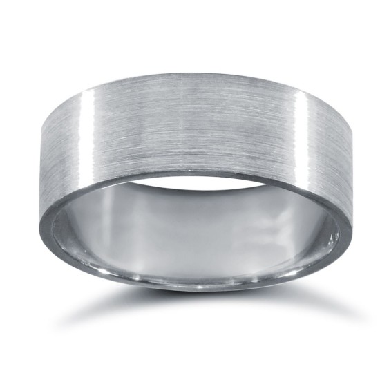 WFC18W7-01 | 18ct White Gold Standard Weight Flat Court Profile Satin Wedding Ring