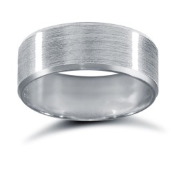 WFC18W7-04-F | 18ct White Gold Standard Weight Flat Court Profile Satin and Bevelled Edge Wedding Ring