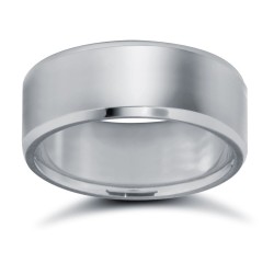 WFC18W8-03 | 18ct White Gold Standard Weight Flat Court Profile Bevelled Edge Wedding Ring