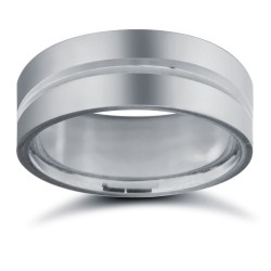 WFC18W8-05 | 18ct White Gold Standard Weight Flat Court Profile Centre Groove Wedding Ring